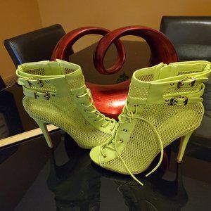 Lime Green Fashionable Heels - Anne Michelle